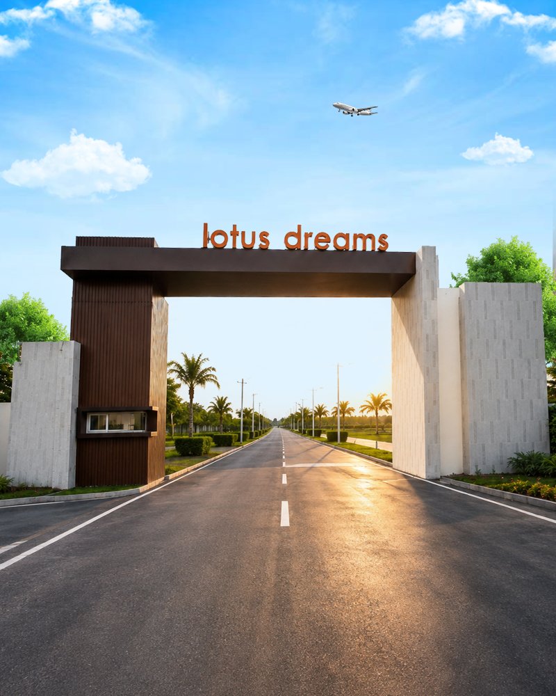 Premium gated entrance to Lotus Dreams residential layout